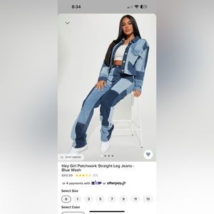 Straight leg patchwork denim jeans